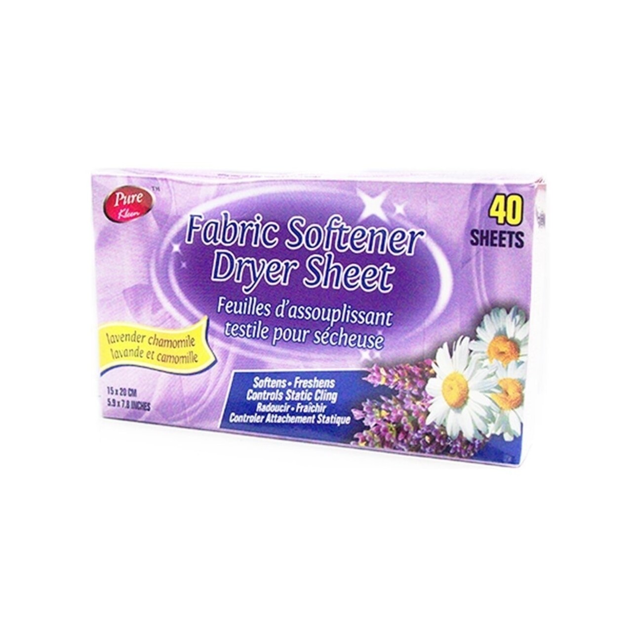 Pure Kleen Fabric Softener Dryer Sheet- Lavender Chamomile (40 Sheets) 308874
